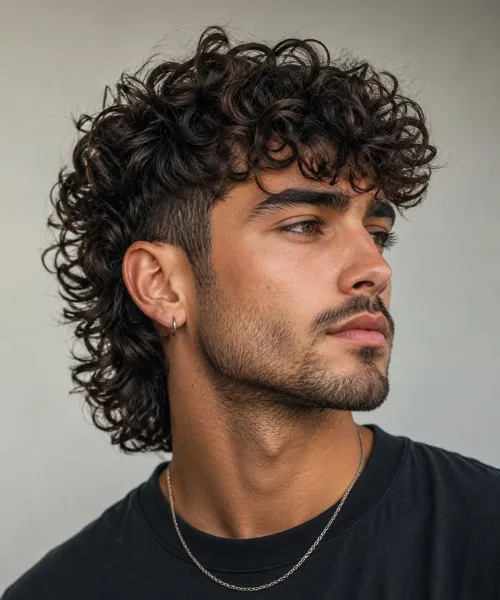 Modern Mullet Curly Hair Style