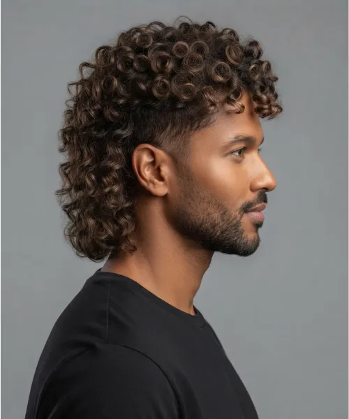 Permed Modern Mullet Hair Design